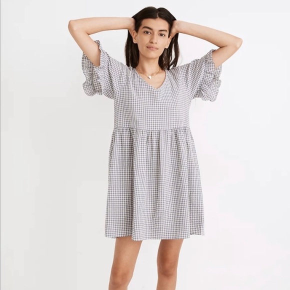 Madewell Dresses & Skirts - Madewell ~ Ruffle-Sleeve Babydoll Dress in Seersucker Gingham